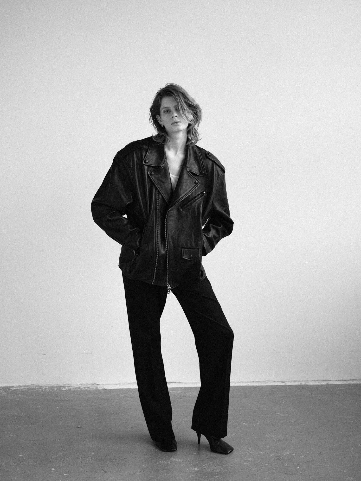 OVERSIZED BIKER JACKET IN BLACK