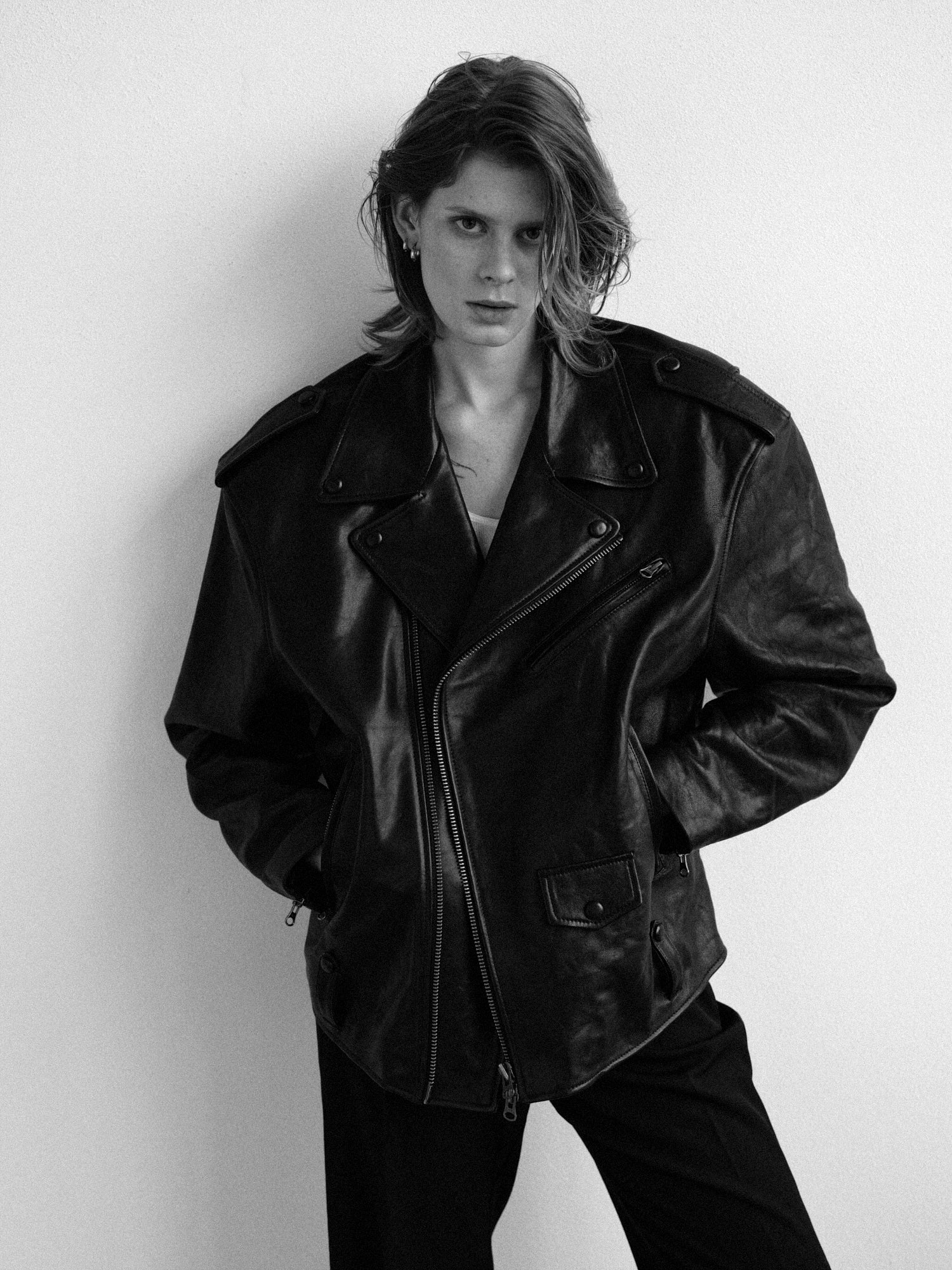 OVERSIZED BIKER JACKET IN BLACK